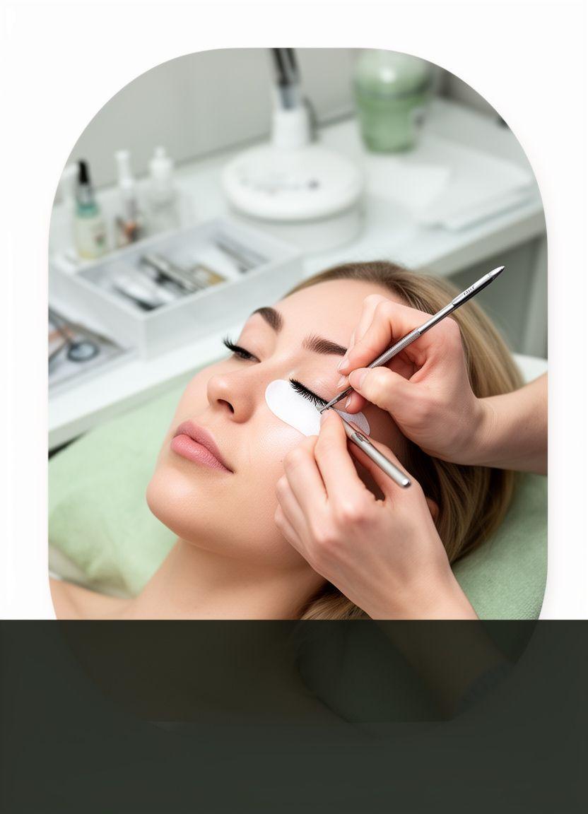Lash-Artistin appliziert Extensions in einem ruhigen Studio mit sauberem Licht und präzisen Werkzeugen