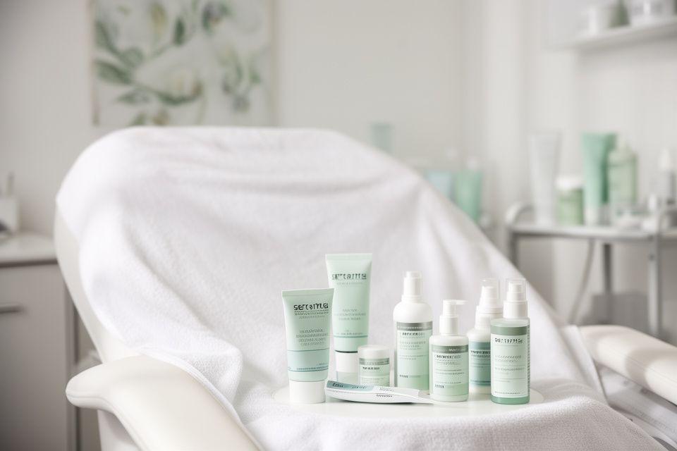 Detailaufnahme einer stilvollen Behandlungsliege mit sauber arrangierten Beauty-Produkten in einem hellen Zürcher Studio